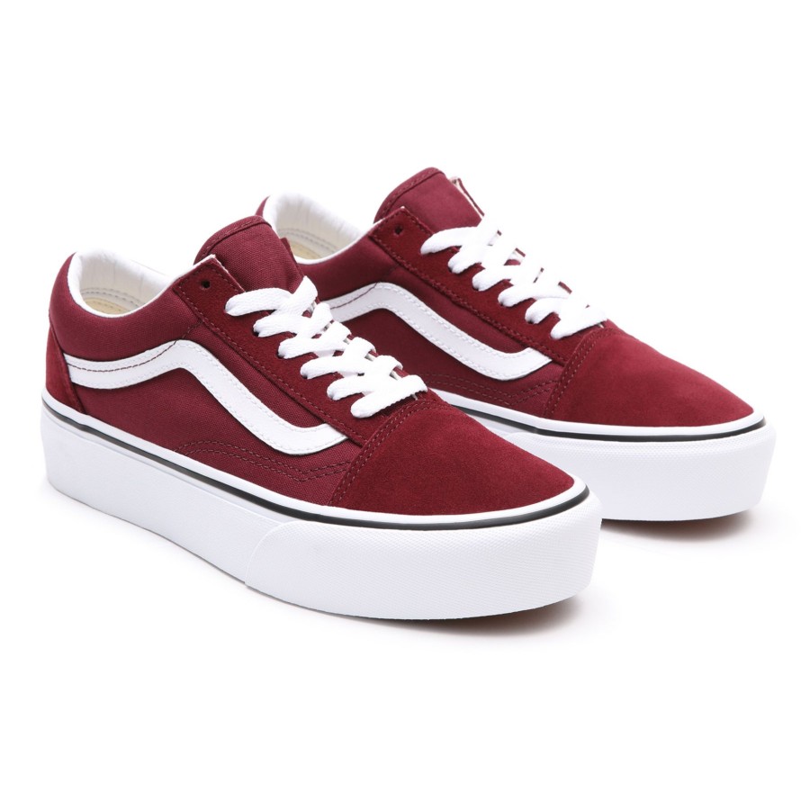 Damen Vans Low-Top Sneaker | Platform Old Skool Schuhe Rot