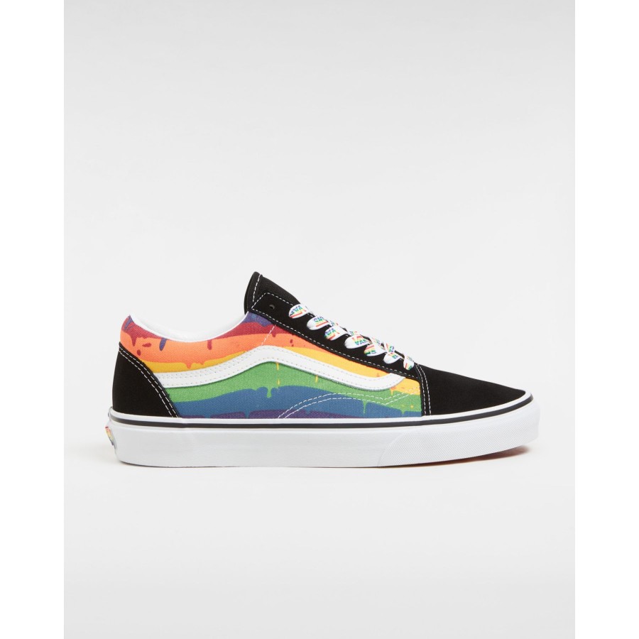 Damen Vans Classics | Rainbow Drip Old Skool Schuhe Schwarz, Multicolour