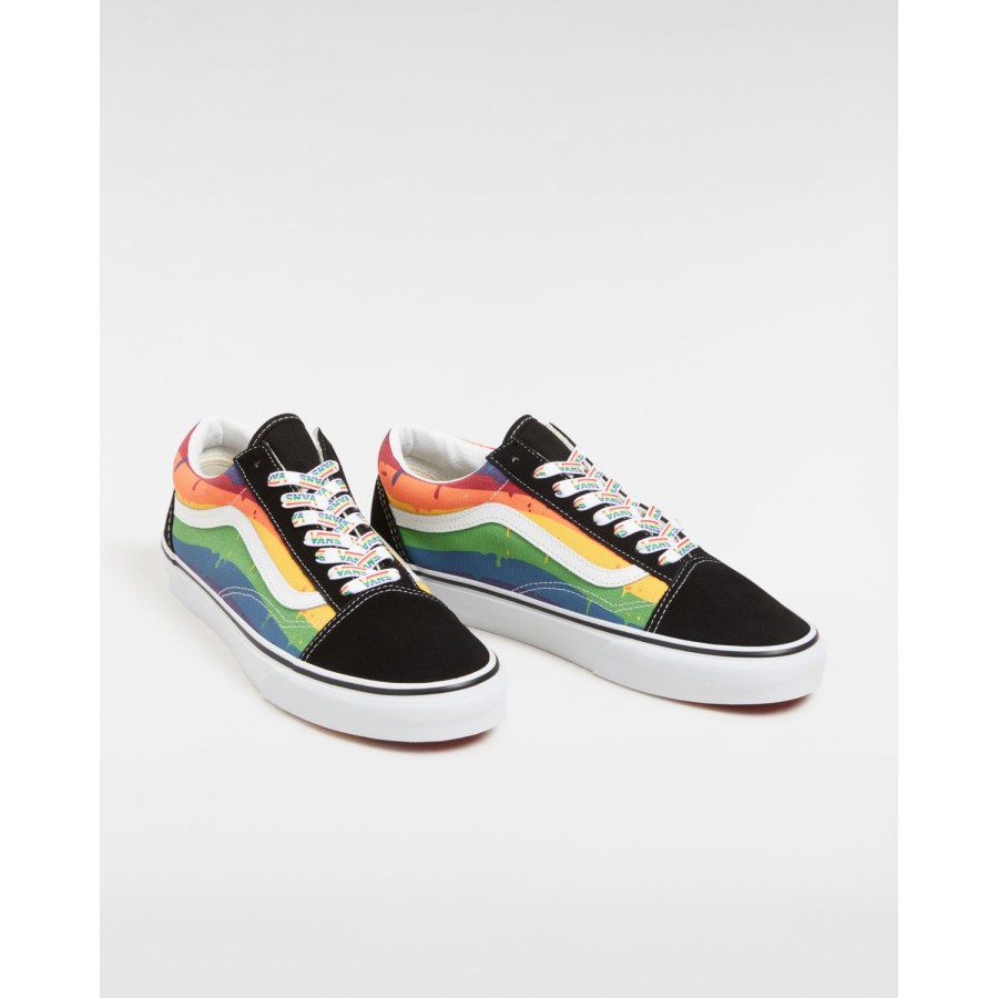 Damen Vans Classics | Rainbow Drip Old Skool Schuhe Schwarz, Multicolour