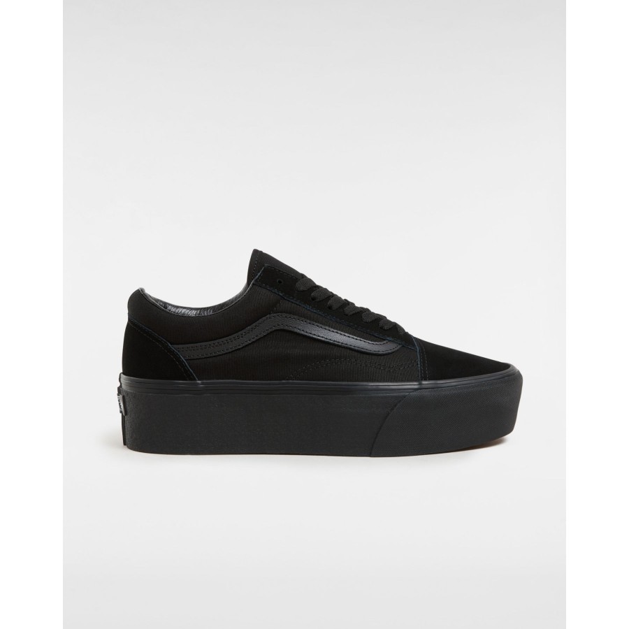 Damen Vans Plateauschuhe | Old Skool Stackform Schuhe Schwarz