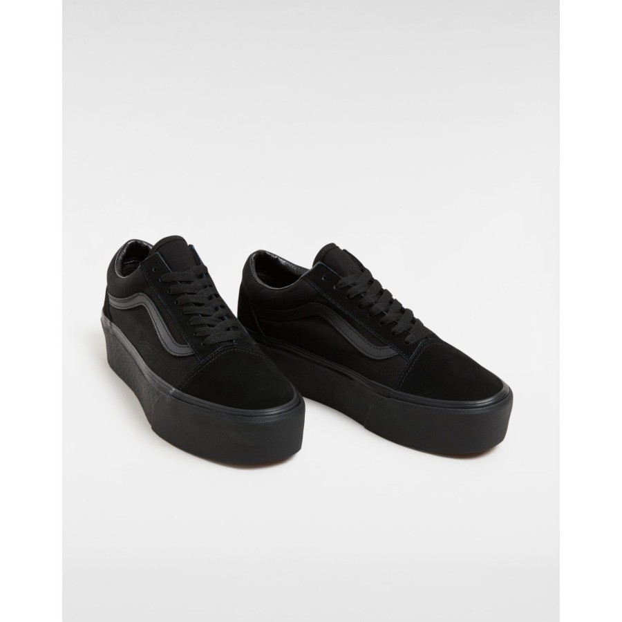 Damen Vans Plateauschuhe | Old Skool Stackform Schuhe Schwarz