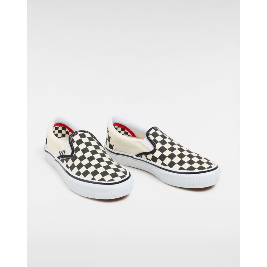 Damen Vans Slip-On-Schuhe | Checkerboard Slip-On Skateschuhe Weis