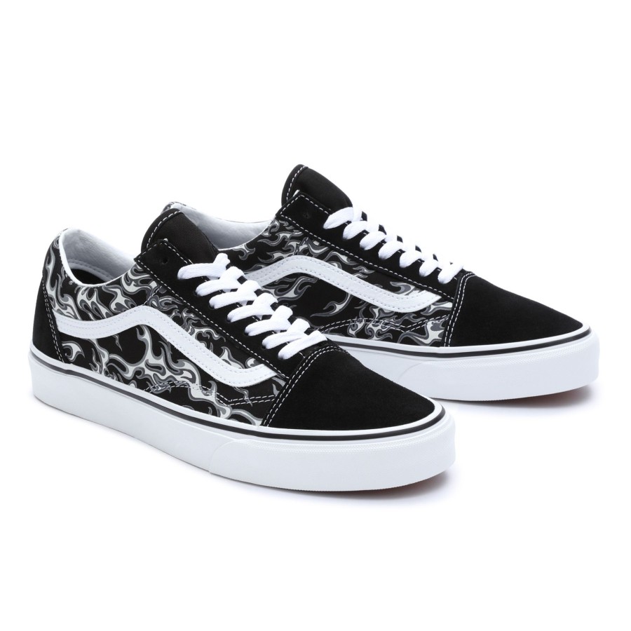 Damen Vans Classics | Flames Old Skool Schuhe Schwarz