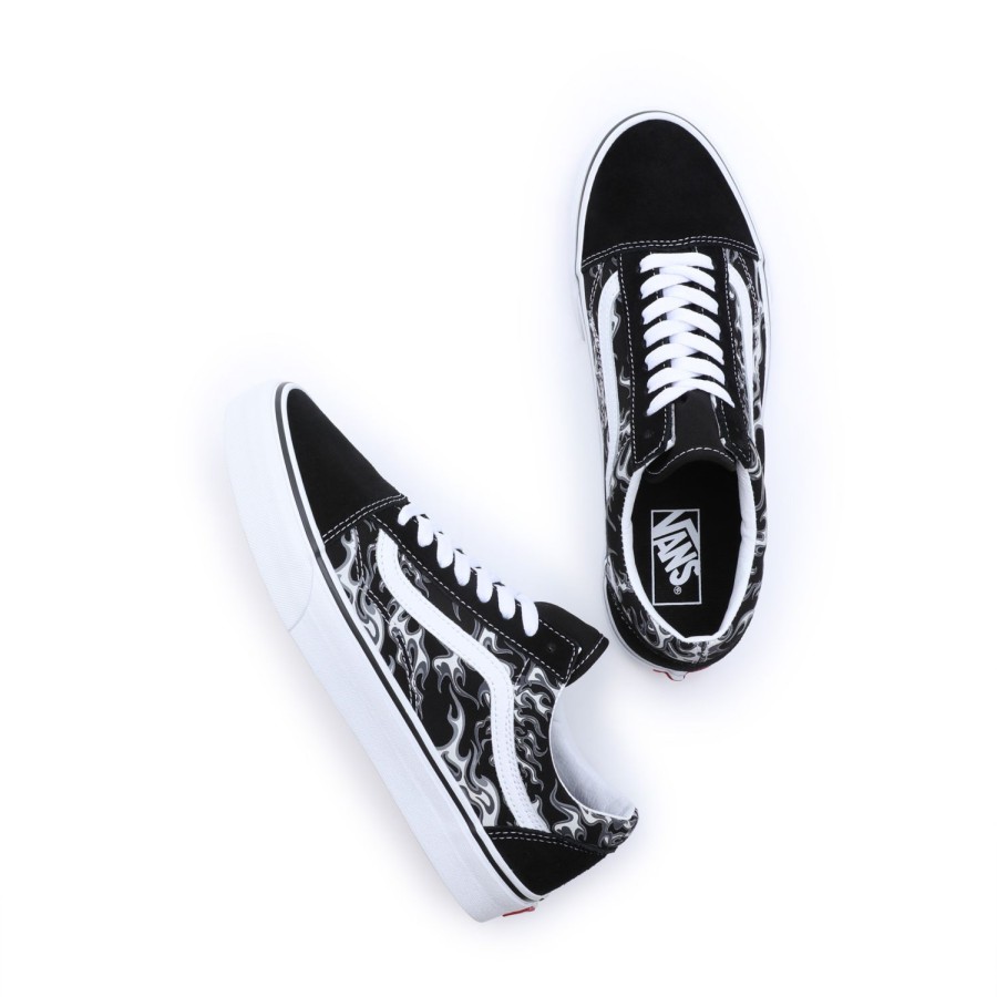 Damen Vans Classics | Flames Old Skool Schuhe Schwarz