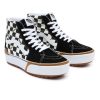 Damen Vans Plateauschuhe | Checkerboard Sk8-Hi Stacked Schuhe Schwarz, Weis