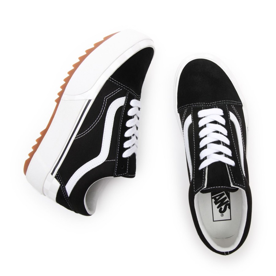 Damen Vans Plateauschuhe | Old Skool Stacked Schuhe Aus Wildleder Schwarz