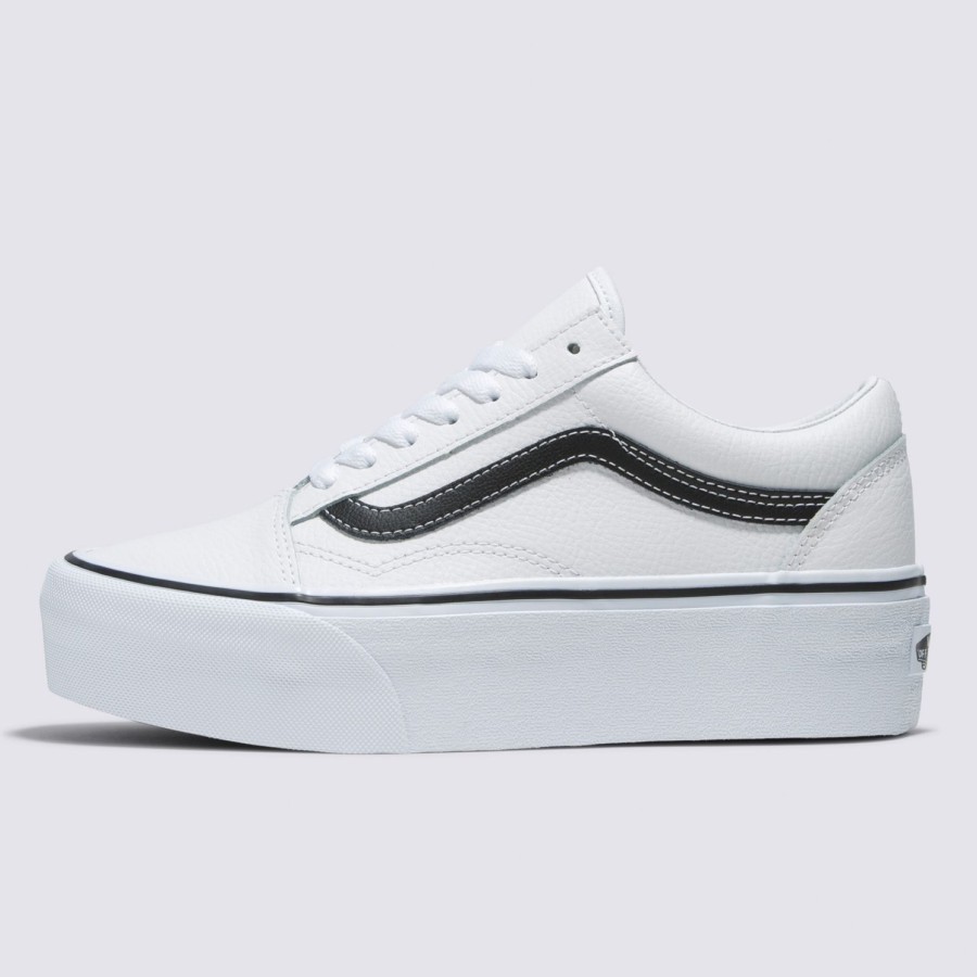 Damen Vans Classics | Old Skool Stackform Lederschuhe Weis