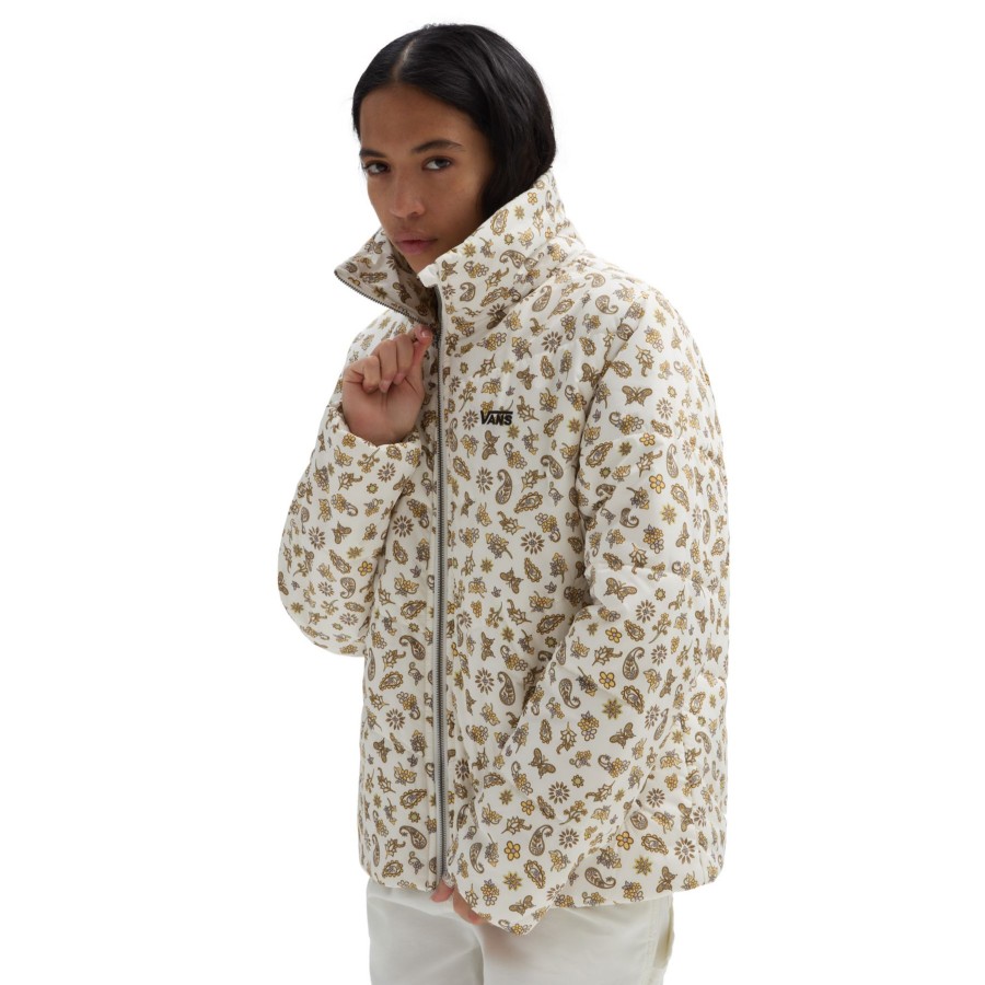 Damen Vans Jacken & Mantel | Foundry Mte Puff Jacke Mit Print Beige