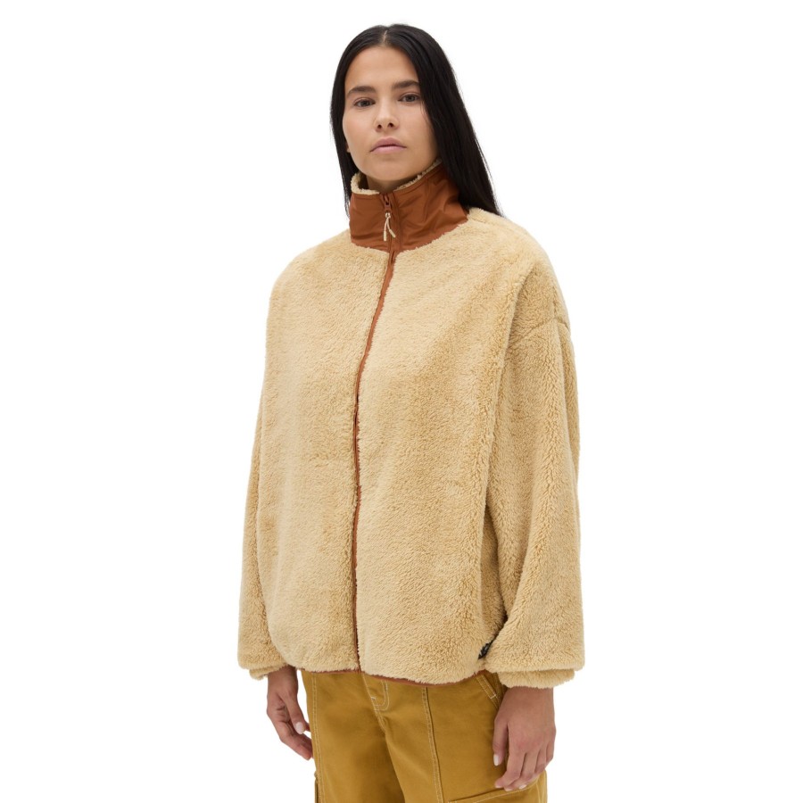 Damen Vans Jacken & Mantel | Vista Pullover Mit Vorgetauschtem Ausschnitt Und Durchgehendem Reisverschluss Beige