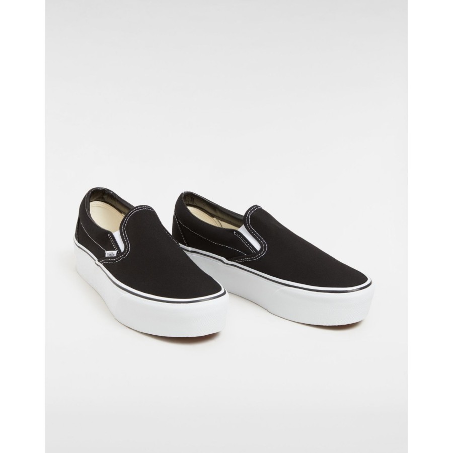 Damen Vans Plateauschuhe | Classic Slip-On Stackform Schuhe Schwarz