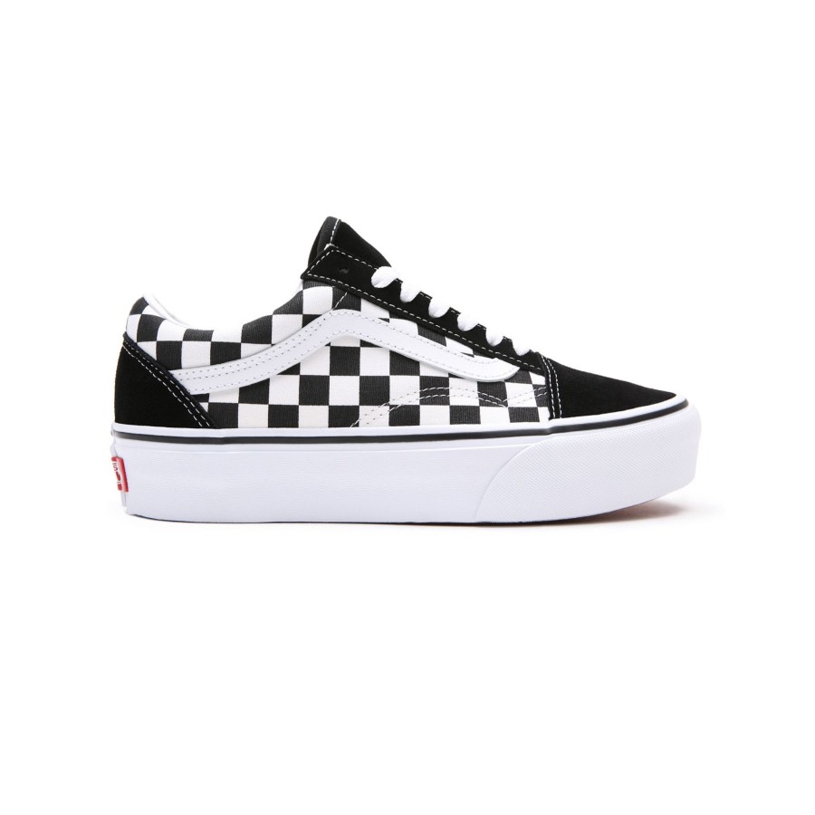 Damen Vans Classics | Checkerboard Old Skool Plateauschuhe Schwarz