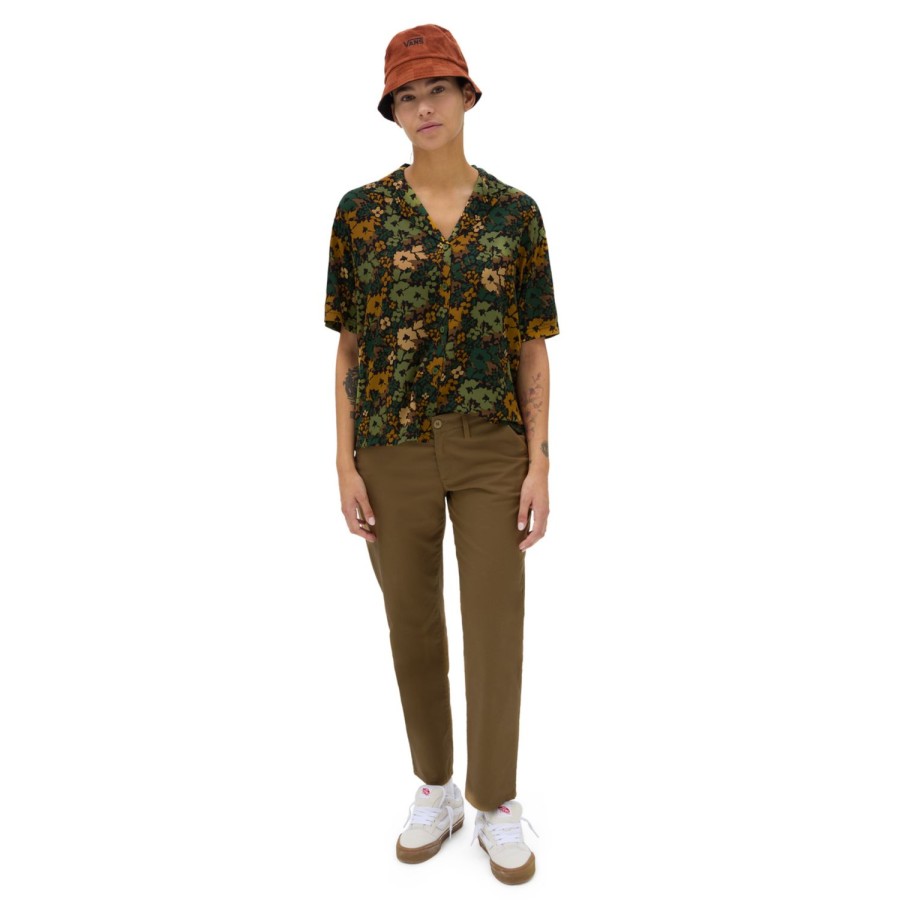 Damen Vans T-Shirts & Oberteile | Parksfield Button-Down-Hemd Grun