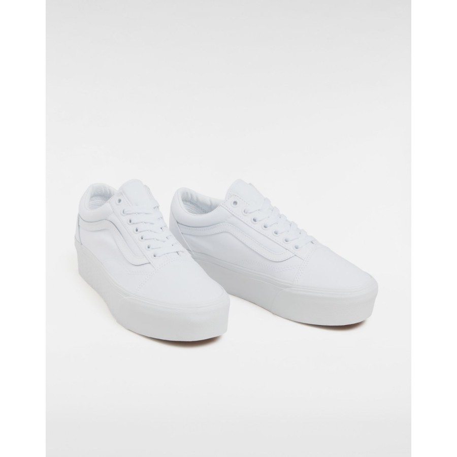 Damen Vans Plateauschuhe | Old Skool Stackform Schuhe Weis