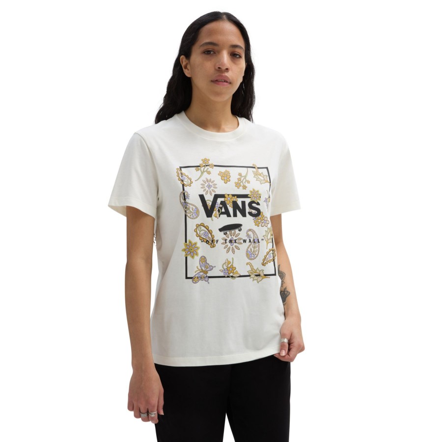 Damen Vans T-Shirts & Oberteile | Trippy Floral Boyfriend Fit T-Shirt Weis