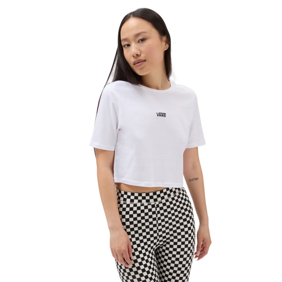 Damen Vans T-Shirts & Oberteile | Flying V Crop Crew Sport T-Shirt Weis