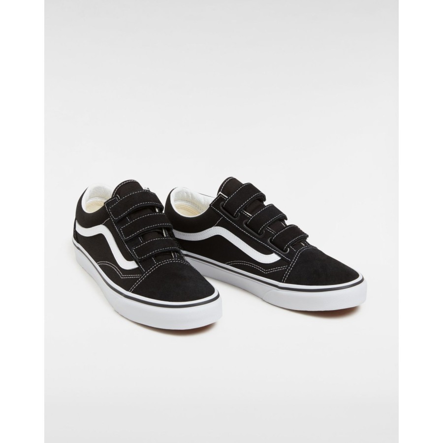 Damen Vans Low-Top Sneaker | Suede/Canvas Old Skool Schuhe Mit Klettverschluss Schwarz, Weis