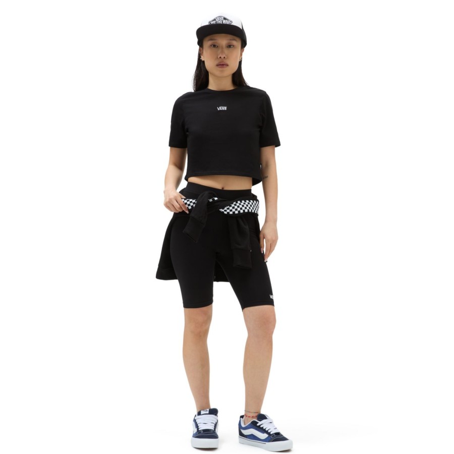 Damen Vans T-Shirts & Oberteile | Flying V Crop Crew Sport T-Shirt Schwarz