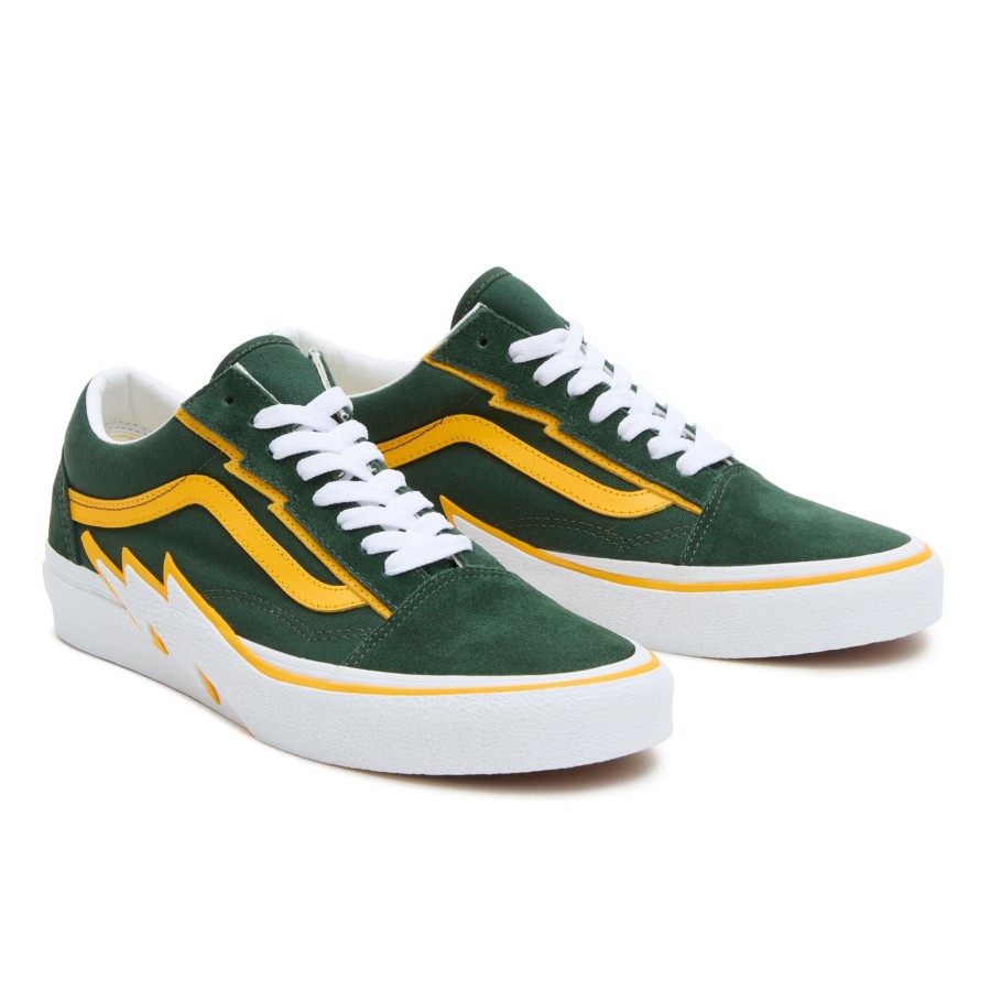 Damen Vans Low-Top Sneaker | Old Skool Bolt Schuhe Grun, Weis