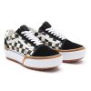 Damen Vans Plateauschuhe | Checkerboard Old Skool Stacked Schuhe Schwarz, Weis