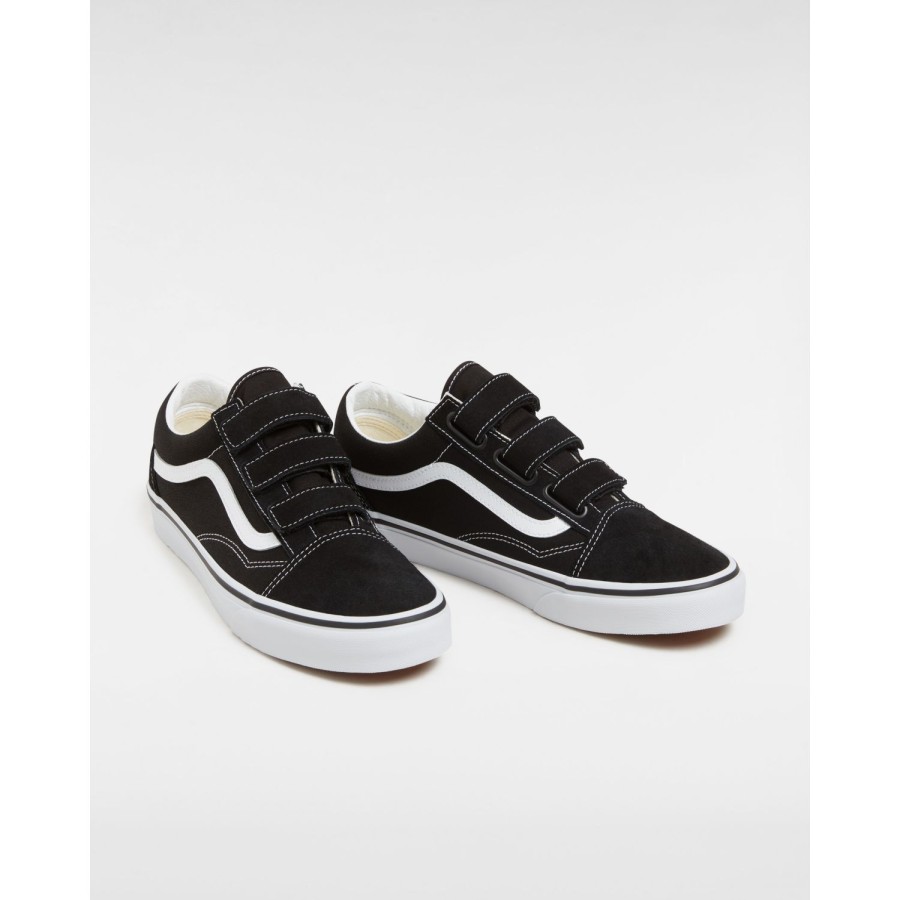 Damen Vans Classics | Suede/Canvas Old Skool Schuhe Mit Klettverschluss Schwarz, Weis