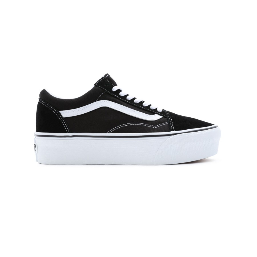 Damen Vans Plateauschuhe | Old Skool Stackform Schuhe Schwarz