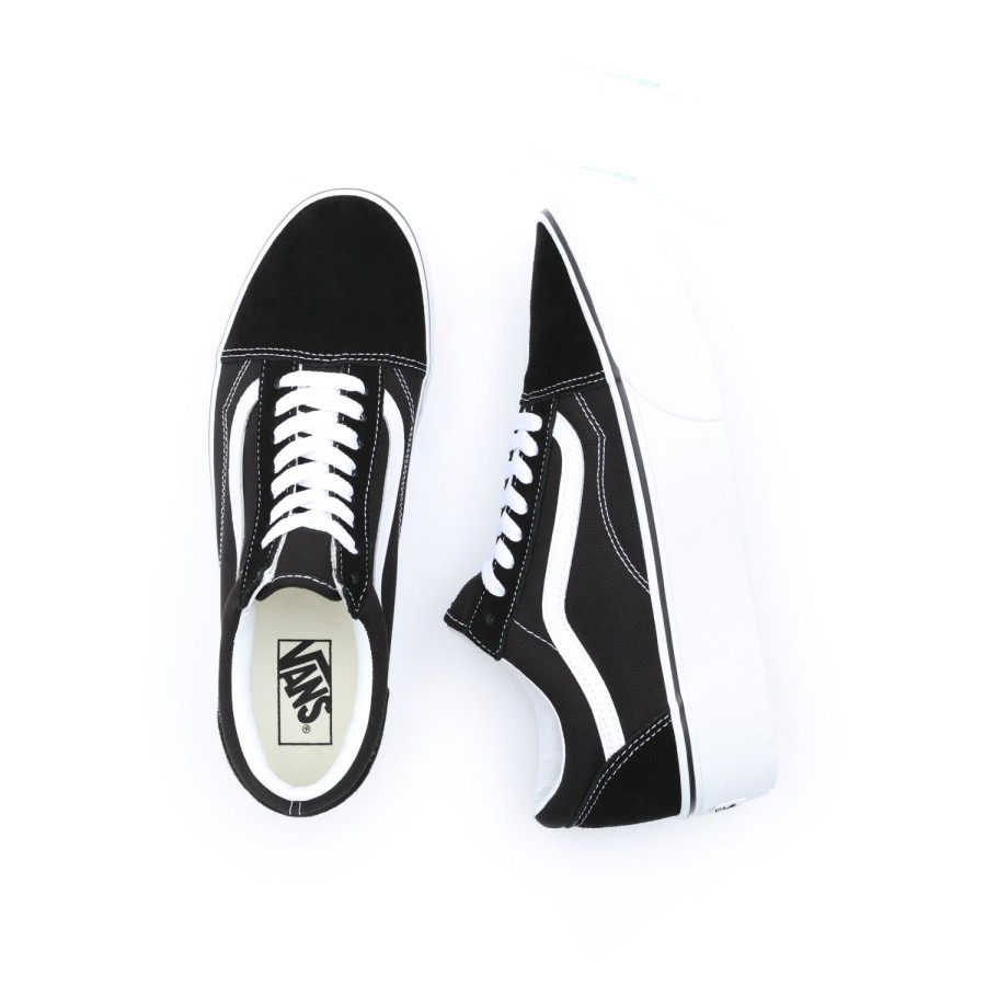 Damen Vans Plateauschuhe | Old Skool Stackform Schuhe Schwarz